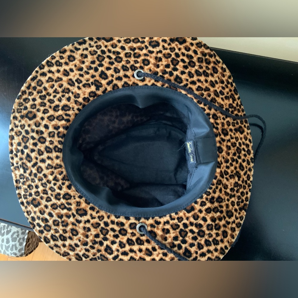 Leopard Print Wide Brim Fedora Hat - Picture 5 of 6